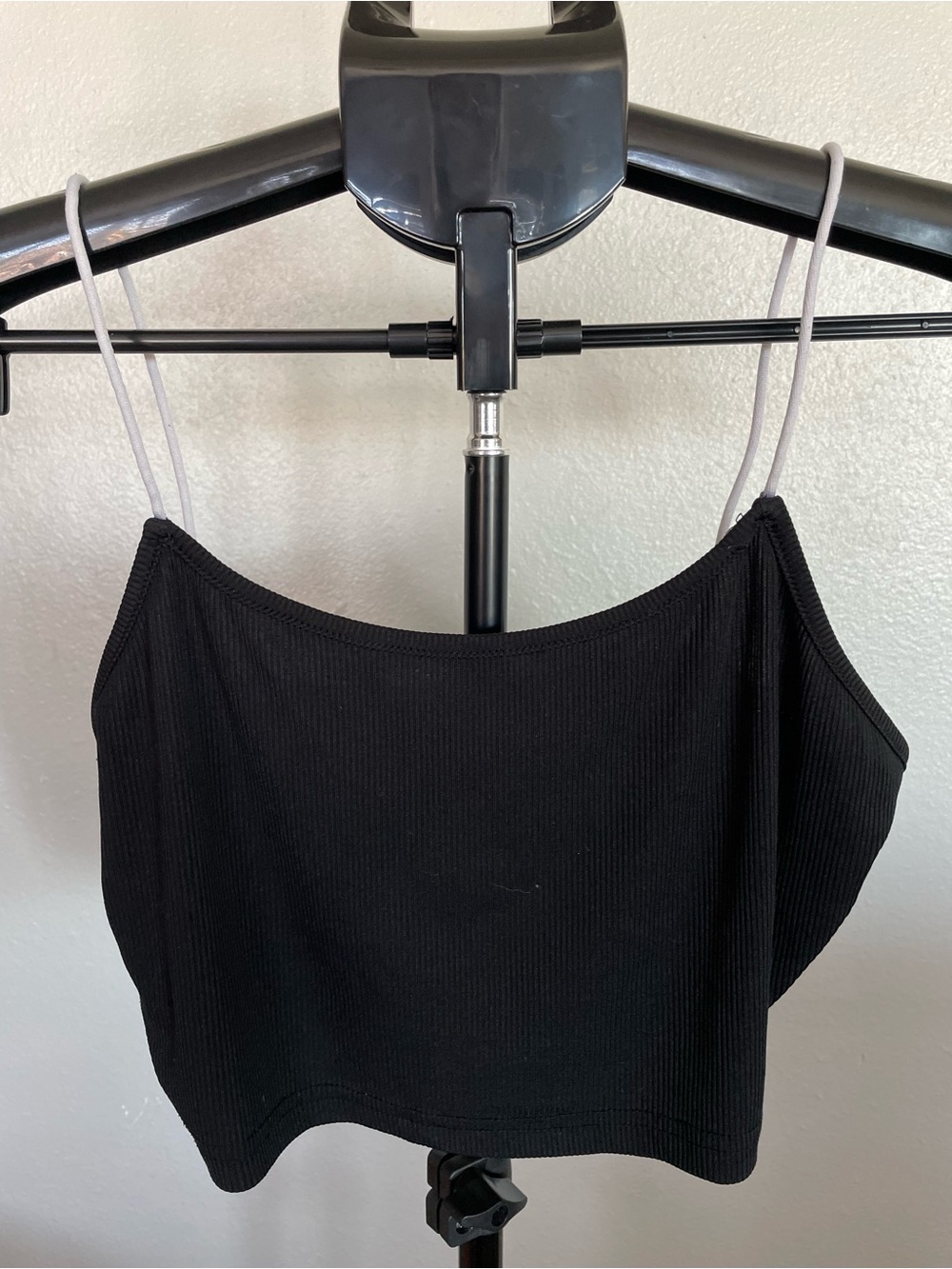Black Ribbed Cropped Cami Tank